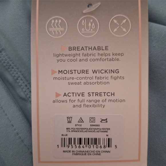 NEW! Shadow Sport Fitted Mock-Neck Zip Front Athletic Jacket, Light Blue - Picture 5 of 9